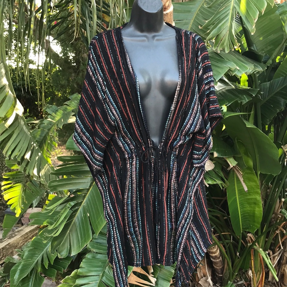 Boho me striped swim cover-up jacket